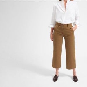 Everlane High Waist Wide Leg Tan Brown Crop Pants